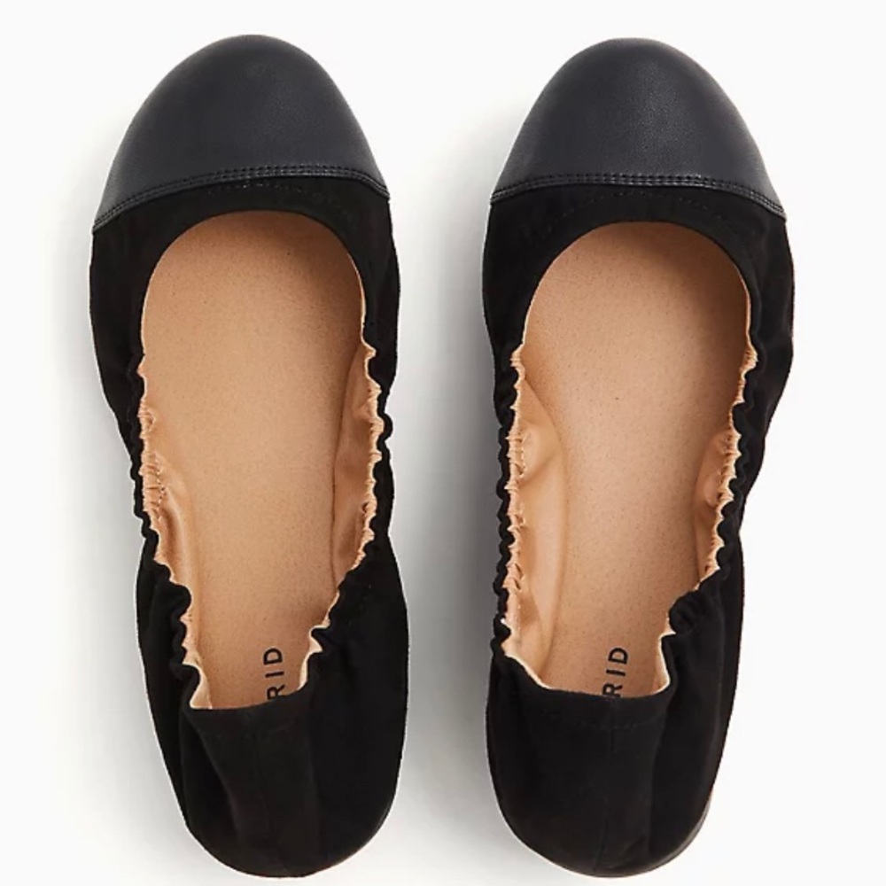 BLACK FAUX SUEDE SCRUNCH BALLET FLAT (WW)